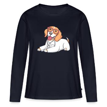 Réceptionniste Médecine Réceptionniste - T-shirt manches longues Premium bio Femme - bleu marine - Devant - Julia (174cm)