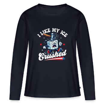 J’aime mon abolition écrasée en faveur de l’immigration - T-shirt manches longues Premium bio Femme - bleu marine - Devant - Julia (174cm)