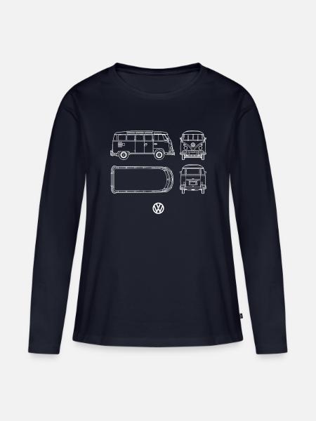 Volkswagen VW Camper Blaupause - Frauen Premium Bio Langarmshirt - Navy