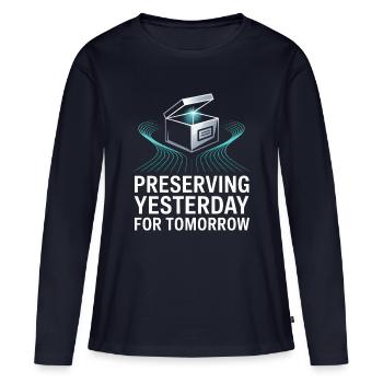 Préserver hier pour demain - T-shirt manches longues Premium bio Femme - bleu marine - Devant - Julia (174cm)