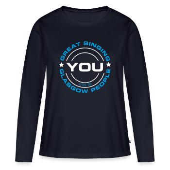PEUPLE DE GLASGOW - T-shirt manches longues Premium bio Femme - bleu marine - Devant - Julia (174cm)