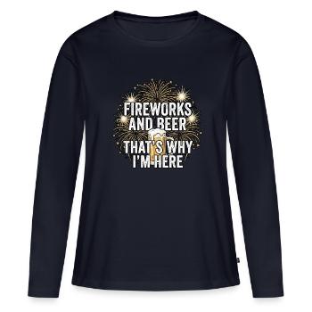 Fireworks Pyro And Beer - Frauen Premium Bio Langarmshirt - Navy - Vorne - Julia (174cm)