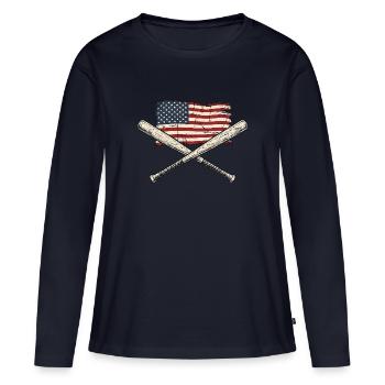 USA Flag Baseball - T-shirt manches longues Premium bio Femme - bleu marine - Devant - Julia (174cm)