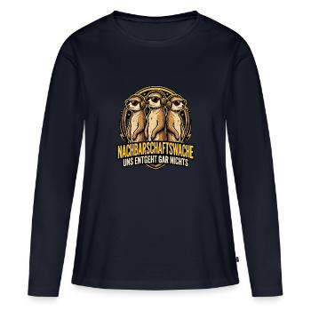 Nachbar Erdmännchen - Frauen Premium Bio Langarmshirt - Navy - Vorne - Julia (174cm)