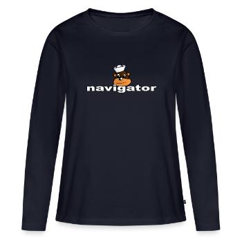 navigateur - T-shirt manches longues Premium bio Femme - bleu marine - Devant - Julia (174cm)