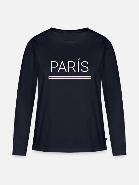 Paris (Paris) - Frauen Premium Bio Langarmshirt - Navy