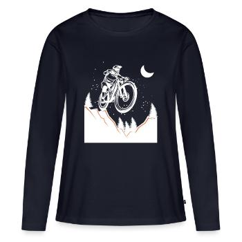 VTT VTT - T-shirt manches longues Premium bio Femme - bleu marine - Devant - Julia (174cm)