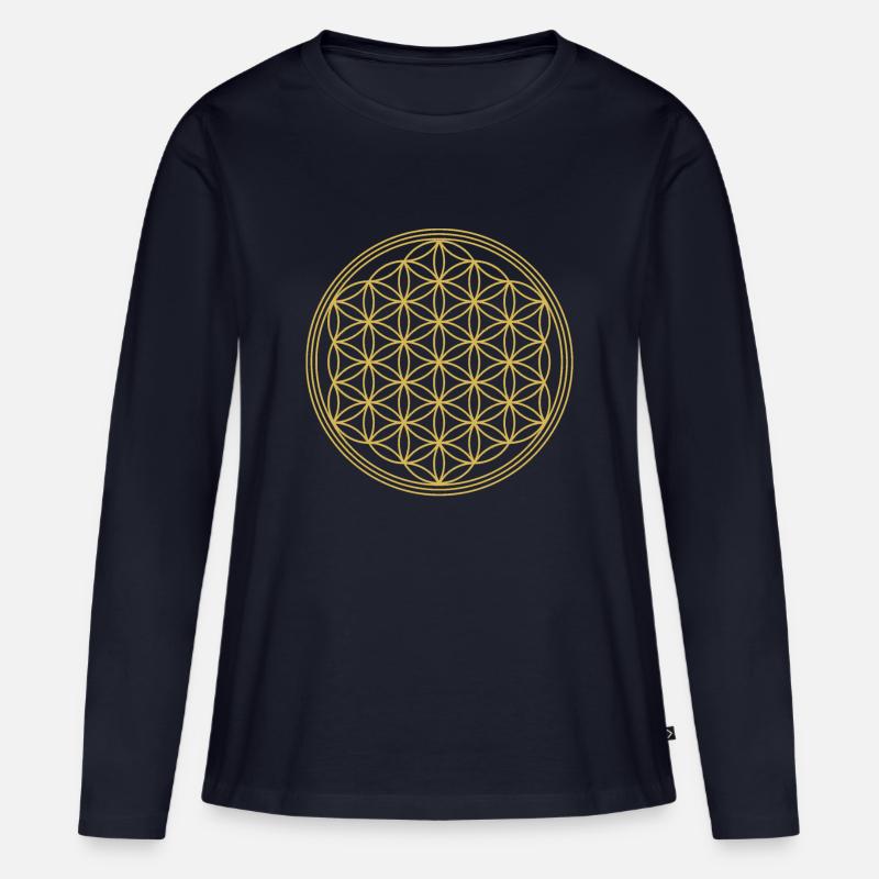 Lebensblume-uni2 - Frauen Premium Bio Langarmshirt - Navy