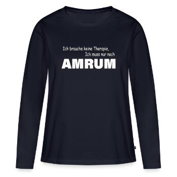 Thérapie AMRUM - T-shirt manches longues Premium bio Femme - bleu marine - Devant - Julia (174cm)