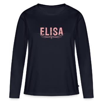ELISA décoré - T-shirt manches longues Premium bio Femme - bleu marine - Devant - Julia (174cm)