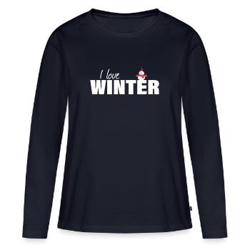 J’adore l’hiver - T-shirt manches longues Premium bio Femme - bleu marine - Devant - Julia (174cm)