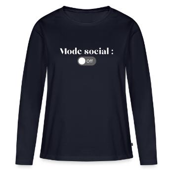 mode social off - T-shirt manches longues Premium bio Femme - bleu marine - Devant - Julia (174cm)