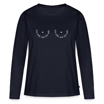 Ich still, wo ich will - Frauen Premium Bio Langarmshirt - Navy - Vorne - Julia (174cm)