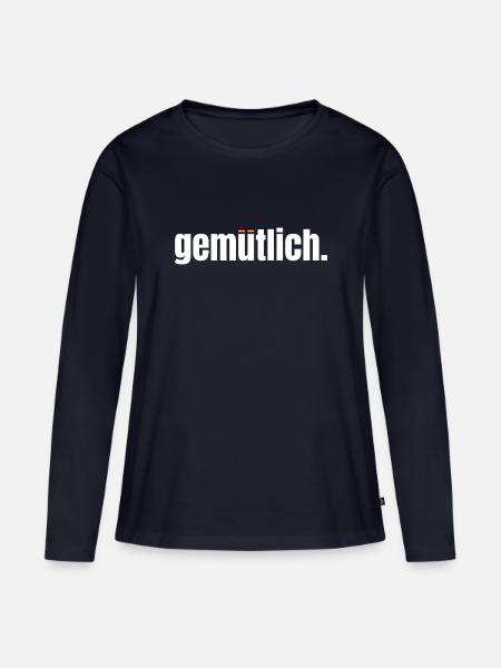Gemütlich – Warmes Wohlfühl-Design - Frauen Premium Bio Langarmshirt - Navy