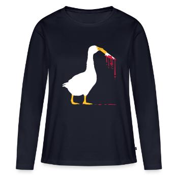 Blutiges Messer Gänse - Frauen Premium Bio Langarmshirt - Navy - Vorne - Julia (174cm)