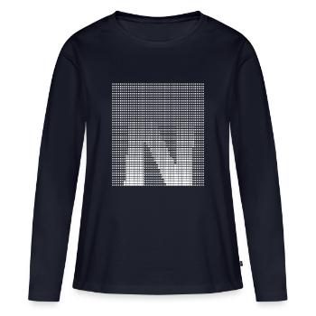 Lettre N, nom, la lettre N - T-shirt manches longues Premium bio Femme - bleu marine - Devant - Julia (174cm)