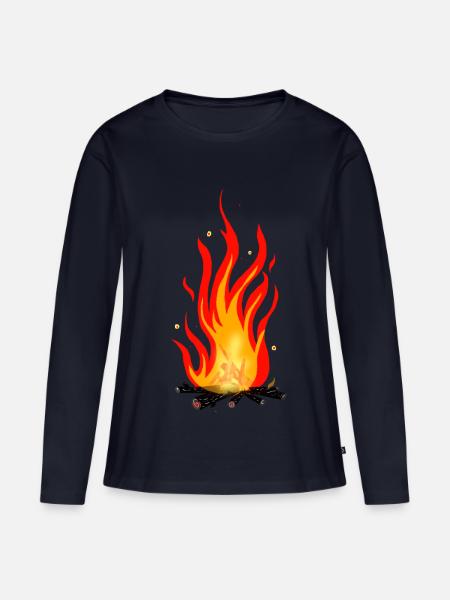 Lagerfeuer - Frauen Premium Bio Langarmshirt - Navy