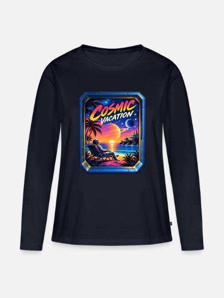 Kosmischer Urlaub - Frauen Premium Bio Langarmshirt - Navy
