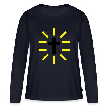 jesus - T-shirt manches longues Premium bio Femme - bleu marine - Devant - Julia (174cm)