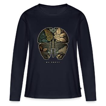 Butterfly Brain Ur-Tshirt - Frauen Premium Bio Langarmshirt - Navy - Vorne - Julia (174cm)