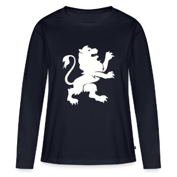 löwe tier - Frauen Premium Bio Langarmshirt - Navy - Vorne - Julia (174cm)