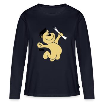diploma bear (3f) - Women's Premium Organic Long Sleeve Shirt - navy - Front - Julia (174cm)