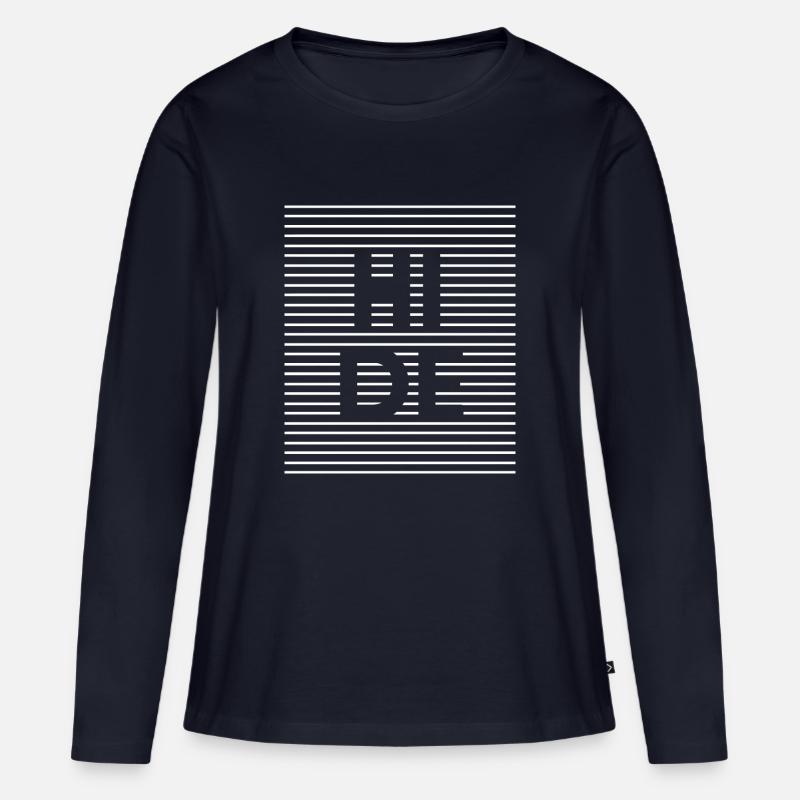 Optical Illusion Line Art: HIDE Design - Maglia a maniche lunghe ecologica premium da donna - blu navy