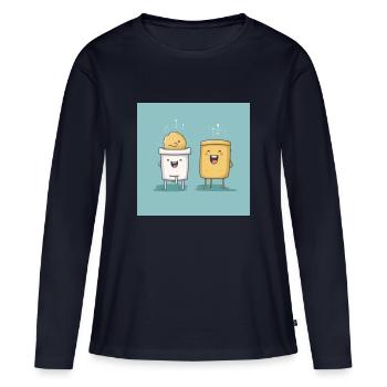 Tassen mit Nüssen - Frauen Premium Bio Langarmshirt - Navy - Vorne - Julia (174cm)
