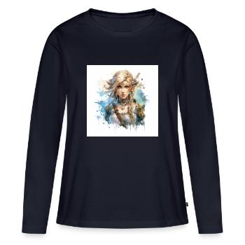 Gaming art tears of kingdom, ocorina of time,selda - Frauen Premium Bio Langarmshirt - Navy - Vorne - Julia (174cm)
