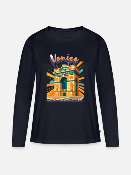 Venice Theater Illustration - Frauen Premium Bio Langarmshirt - Navy