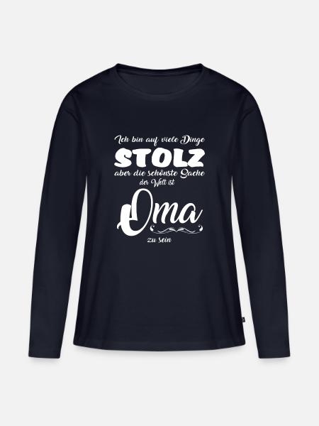 Stolze Oma - Frauen Premium Bio Langarmshirt - Navy