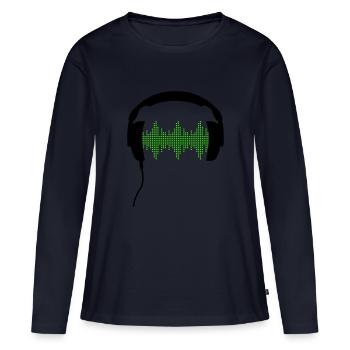 Casque DJ rhythm fréquence égaliseur sonore - T-shirt manches longues Premium bio Femme - bleu marine - Devant - Julia (174cm)