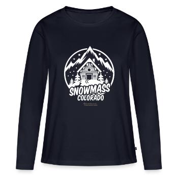 Snowmass Colorado Skigebiet - Frauen Premium Bio Langarmshirt - Navy - Vorne - Julia (174cm)