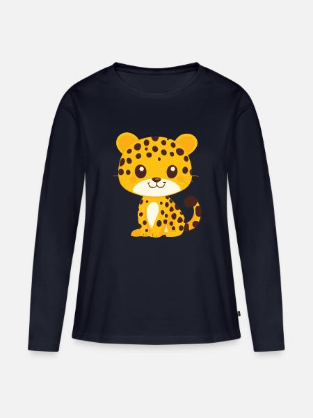 kleiner Leopard - Frauen Premium Bio Langarmshirt - Navy