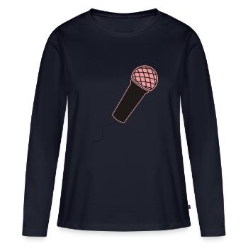 Microphone - Women's Premium Organic Long Sleeve Shirt - navy - Front - Julia (174cm)