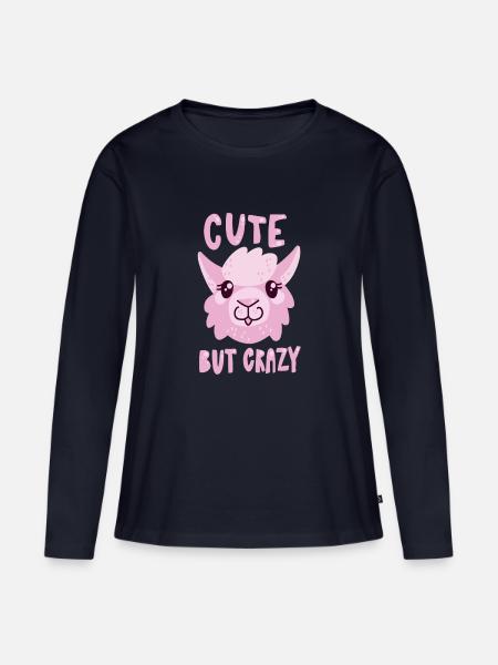 Cute But Crazy - Frauen Premium Bio Langarmshirt - Navy