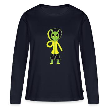 Alien - T-shirt manches longues Premium bio Femme - bleu marine - Devant - Julia (174cm)