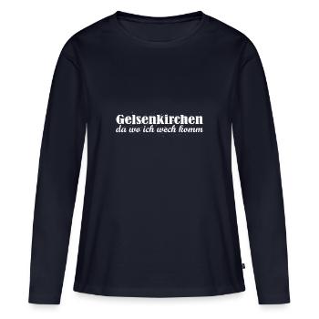 Gelsenkirchen - Frauen Premium Bio Langarmshirt - Navy - Vorne - Julia (174cm)