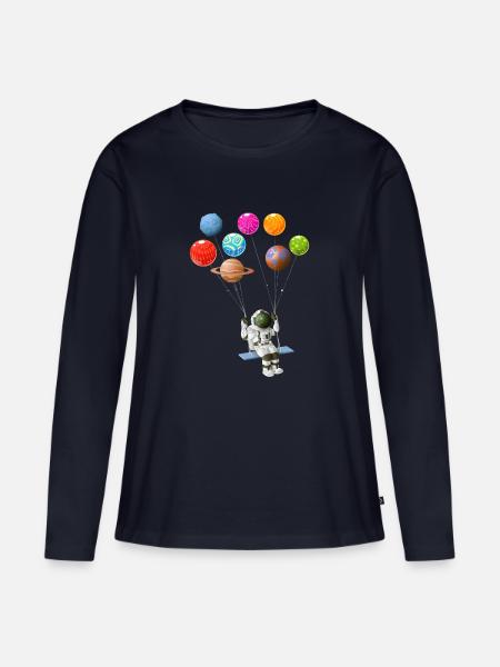 Astronaut - Frauen Premium Bio Langarmshirt - Navy