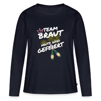TEAM BRAUT - Frauen Premium Bio Langarmshirt - Navy - Vorne - Julia (174cm)
