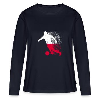 Coupe du monde de l’équipe nationale de Pologne - T-shirt manches longues Premium bio Femme - bleu marine - Devant - Julia (174cm)