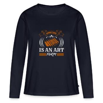 BARBECUING IS AN ART FORM - Women's Premium Organic Long Sleeve Shirt - navy - Front - Julia (174cm)