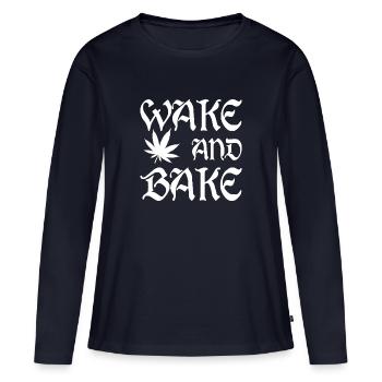MARIHUANA SMOKE 420 CANNABIS WEED HANF DESIGN - Frauen Premium Bio Langarmshirt - Navy - Vorne - Julia (174cm)