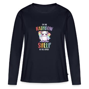 Rainbow Sheep LGBT Lesbian Gay Community Pride - T-shirt manches longues Premium bio Femme - bleu marine - Devant - Julia (174cm)