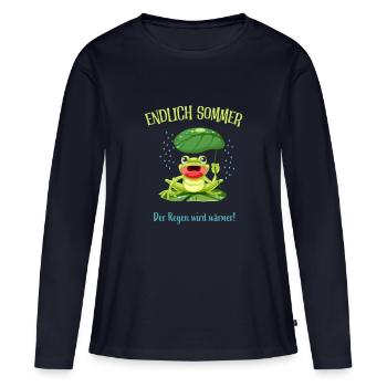 Endlich Sommer - Frauen Premium Bio Langarmshirt - Navy - Vorne - Julia (174cm)