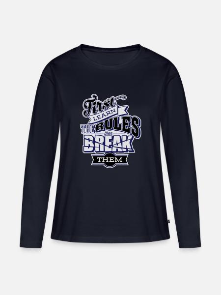 break the rules3 - Frauen Premium Bio Langarmshirt - Navy