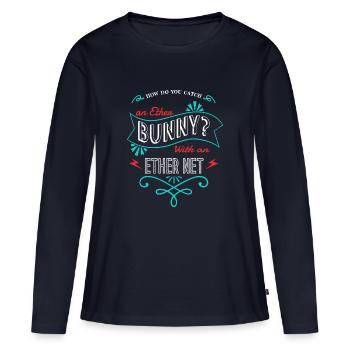 cadeau d’anniversaire crypter drôles codes blagues - T-shirt manches longues Premium bio Femme - bleu marine - Devant - Julia (174cm)