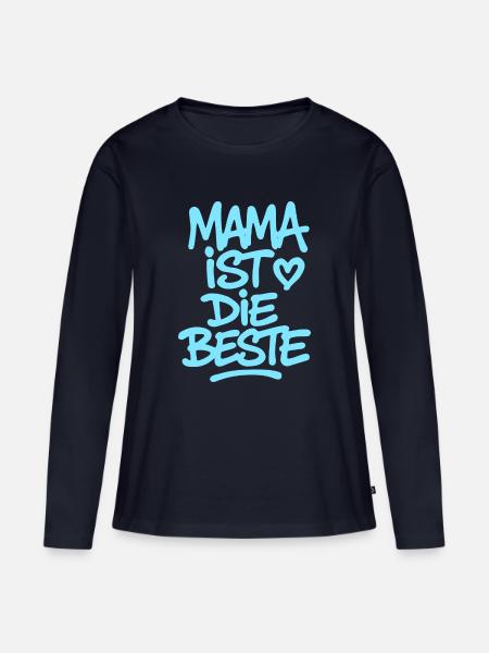 Mama ist die Beste - Frauen Premium Bio Langarmshirt - Navy