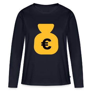 Money Euro - Women's Premium Organic Long Sleeve Shirt - navy - Front - Julia (174cm)