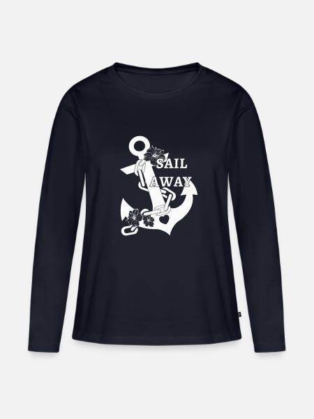 Maritimes Sweatshirt - Frauen Premium Bio Langarmshirt - Navy